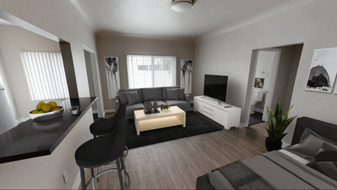 Main room at Barton Apartments, Los Angeles, CA, 90038